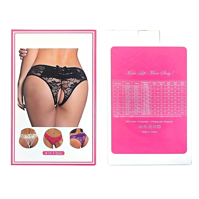 Мереживні труси з доступом Star Night, чорні, M