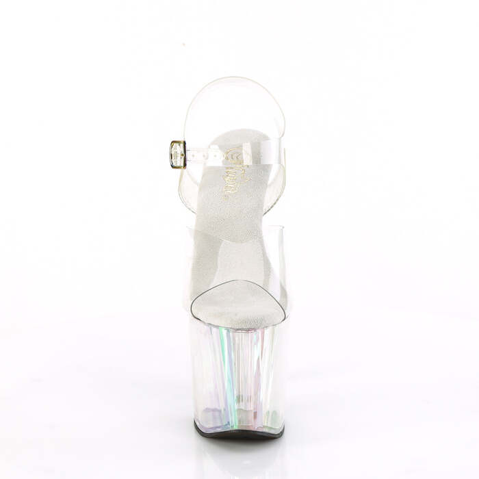 Босоніжки Enchant-708HT на підборах 8 дюймів, з ремінцем на щиколотці 3 3/4 дюйма, прозорі/голографічні