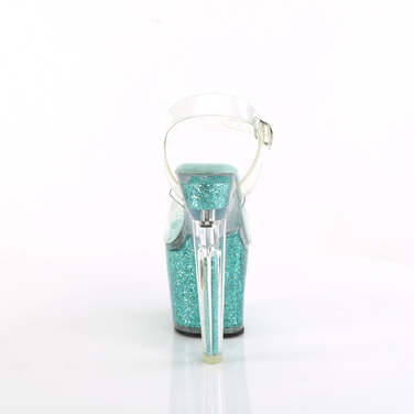 Босоніжки Lovesick-708SG *7 дюймів на підборах, 3 1/4 дюйма з ремінцем на щиколотці PF з переливчастими блискітками, прозорі/сині