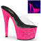 Шльопанці Pleaser Adore-701UVG **7-дюймовий каблук, 2 3/4-дюймові шльопанці з PF, прозорі/рожеві
