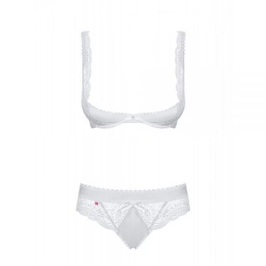 Комплект відкриті груди Obsessive Miamor 2 pcs set white S / M
