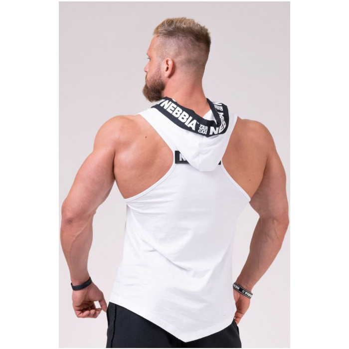 Майка с капюшоном NEBBIA NO EXCUSES Tank Top with a Hoodie 173 white