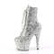 Ботильоны Pleaser Adore-1020GWR *Каблук 7 дюймов, высота 2 3/4 дюйма, шнуровка, блестящие ботильоны, молния сбоку, серебристые