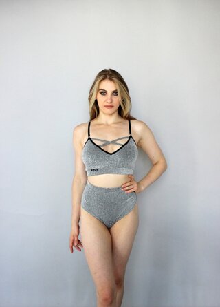 Lurex — високі шорти з блиском для pole dance, heels та сценічних тренувань - срібний