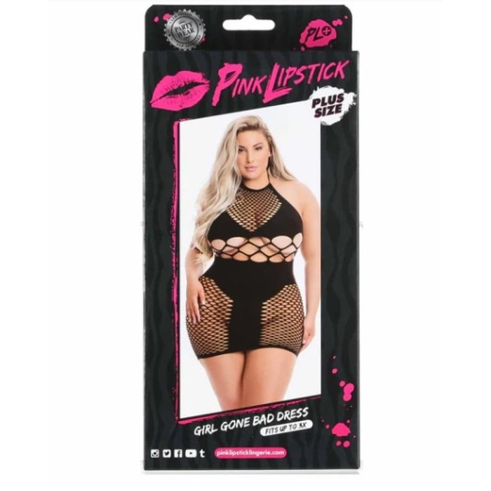 Платье с открытой спиной Pink Lipstick Girl Gone Bad Dress, черный, Plus Size