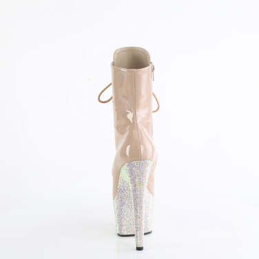 Чоботи Bejeweled-1020-7 *7 дюймів на підборах, 2 3/4 дюйма з передньою шнурівкою та блискавкою збоку, бежеві