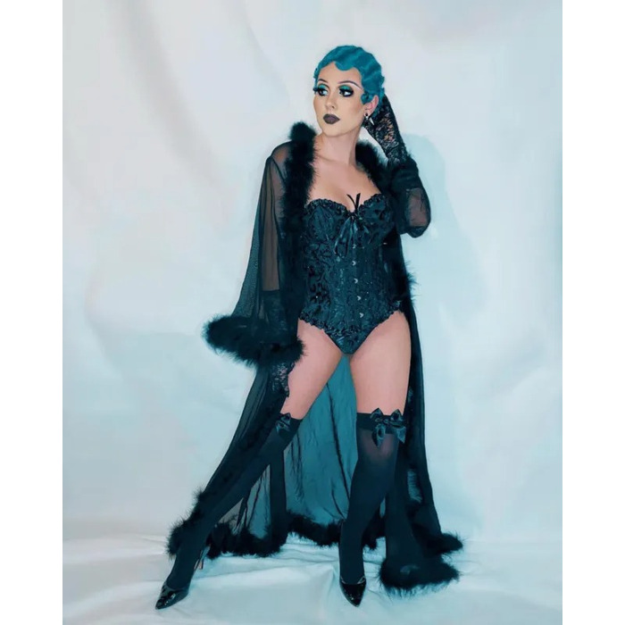 Панчохи з бантом Leg Avenue, чорні/рожеві