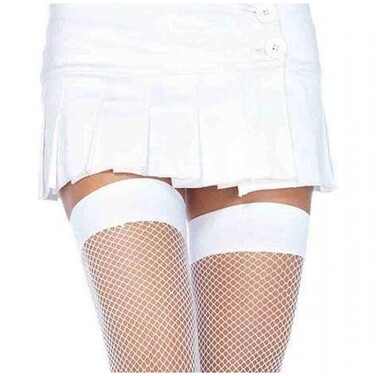 Панчохи сітка Leg Avenue Nylon Fishnet Thigh Highs, білі, O/S