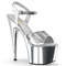 Босоніжки Pleaser Adore-709 на підборах 7 дюймів, босоніжки з ремінцем на щиколотці 2 3/4 дюйма, сріблясті/сріблясто-хромовані