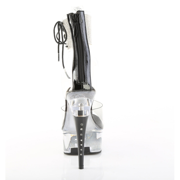 Босоніжки Captiva-624RS на підборах 6 дюймів, босоніжки з манжетою на щиколотці 1 3/4 дюйма PF RS, блискавка ззаду, прозорі/чорні