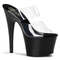 Шльопанці Pleaser Adore-702 на підборі 7 дюймів, шльопанці 2 3/4 дюйма з PF, прозорі ремінці з двома стрічками, прозорі/чорні