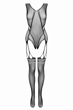 Бодистокинг с имитацией чулок и открытым доступом , черный, One Size