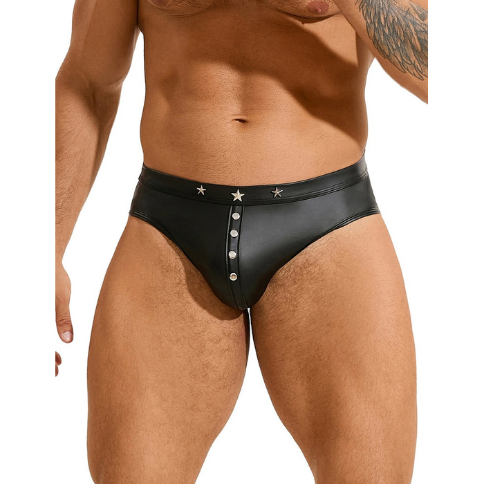 Сексуальні чоловічі труси Star Night із заклепками, чорні, L