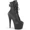 Чоботи Pleaser Adore-1020STR на підборах 7 дюймів, черевики на шнурівці спереду 2 3/4 дюйма з п'ятидюймовою застібкою-блискавкою збоку, чорні, веганська шкіра/чорний колір