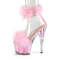 Босоніжки Pleaser Adore-724F на підборах 7 дюймів, босоніжки з хутра марабу 2 3/4 дюйма з манжетою на щиколотці, блискавка ззаду, рожеві