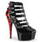 Босоножки Pleaser Delight-695, каблук 15 см, высота 3,5 см, двухцветные ботильоны с пряжками и ремешками, цвет красный/черный