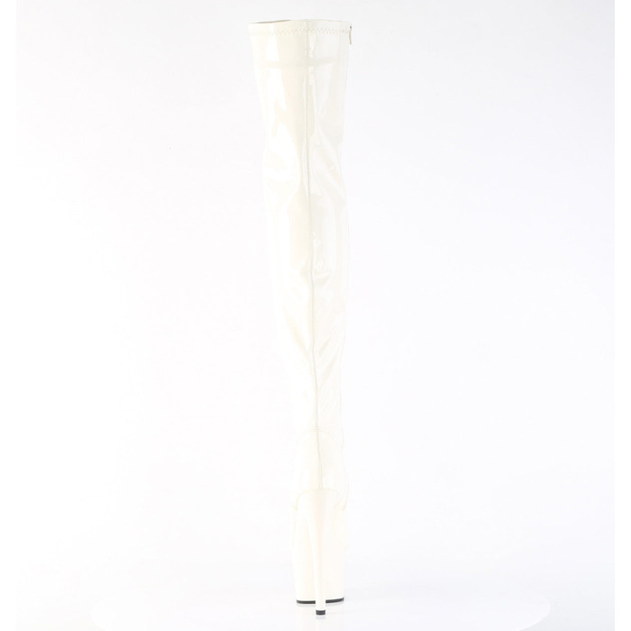 Чоботи Adore-3000 на підборах 7 дюймів, еластичні черевики до стегна 2 3/4 дюйма з PF, блискавка збоку, білі лаковані