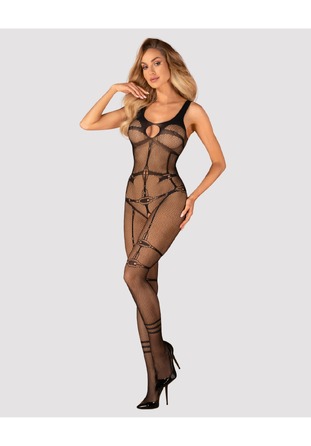 Комбинезон сетка Obsessive Bodystocking N123, чорный, One Size