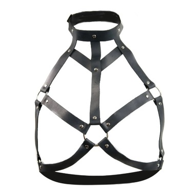 Портупея на груди One Size L12, з натуральної шкіри, чорна