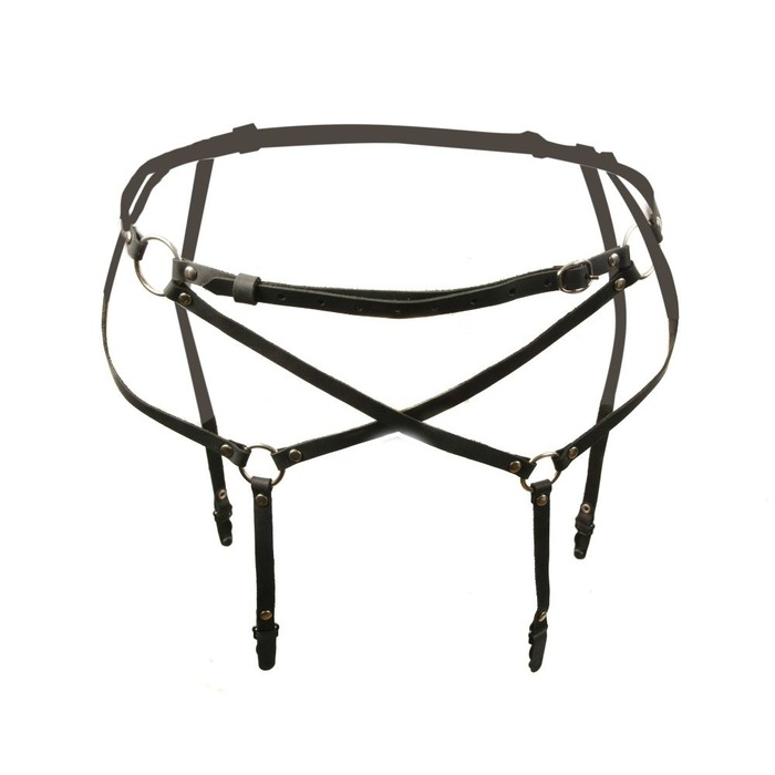 Пояс для чулок One Size S4, натуральная кожа, черный