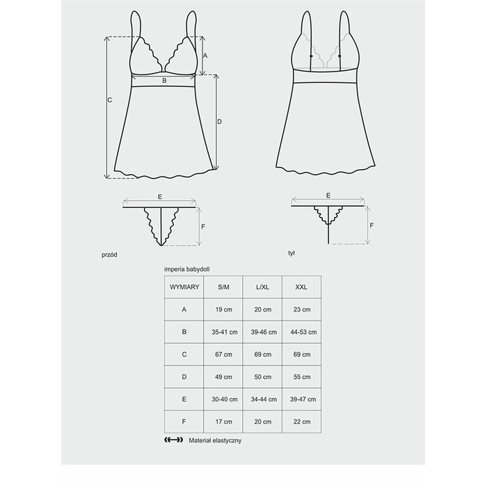 Рубашка Obsessive Imperia babydoll L/XL чорна