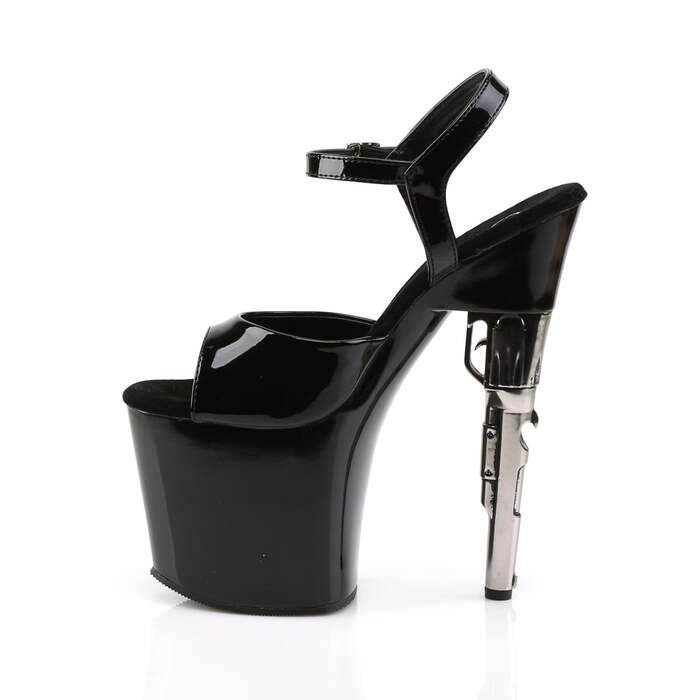 Босоножки Bondgirl-709 *7 1/2 дюйма с ремешком на щиколотке и каблуком-пистолетом на платформе, черные