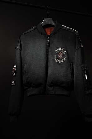 Бомбер Nebbia Washed Bomber Jacket with Contrast Lining LEGEND Black 784