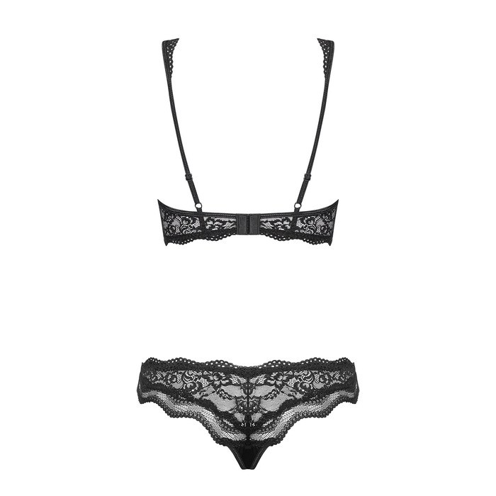 Комплект мереживний Obsessive Luvae чорний, S/M