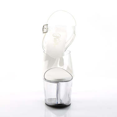 Босоніжки Sky-308VL на підборах 7 дюймів, 2 3/4 дюйма, повністю веганські босоніжки з ремінцем на щиколотці, прозорі