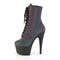 Чоботи Pleaser Adore-1020REFL *7-дюймовий каблук, 2 3/4-дюймові черевики на шнурівці з PF, блискавка збоку, зелені/чорні