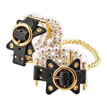 Наручники Guilty Pleasure Allure з перлами, чорно-золоті