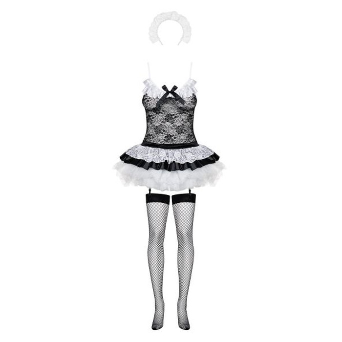 Костюм покоївки Obsessive Housemaid L / XL чорно-білий