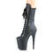 Ботинки Pleaser Flamingo-1050WR, каблук 8 дюймов, 4-дюймовые PF-сапоги до середины голени, шнуровка спереди, молния сбоку, чёрная искусственная кожа