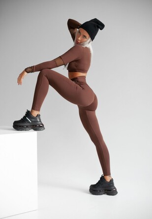 Топ Fitzona Brown Top With Details In Fishnet