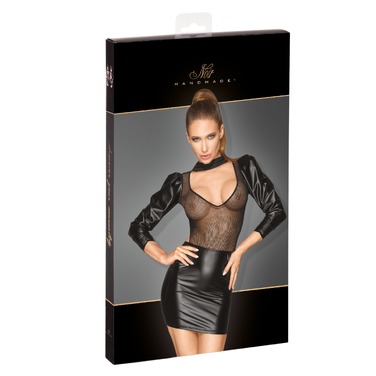 Платье с длинными рукавами Noir Handmade F201 и открытой грудью, черное, M