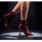 Профессиональные ботильоны для High Heels из натуральной кожи, лаковые, цвет «Бордо» — танцевальная обувь с открытым носком и шнуровкой