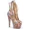 Чоботи Pleaser Bejeweled-1020-7 *7 дюймів на підборах, 2 3/4 дюйма з передньою шнурівкою PF, з застібкою-блискавкою збоку, рожеве золото