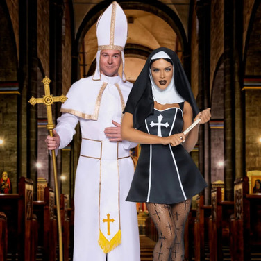 Костюм монашки Leg Avenue, М, Naughty Nun 2 предмета, черный