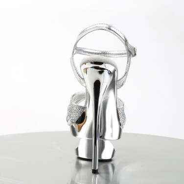 Босоножки Eclipse-619G, каблук 6 1/2 дюйма, босоножкии с вырезом PF и перекрещивающимися ремешками, серебристые