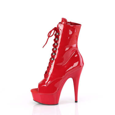 Ботильоны Delight-1021, каблук 6 дюймов, высота 3,5 см, открытый носок, шнуровка, боковая молния, красные