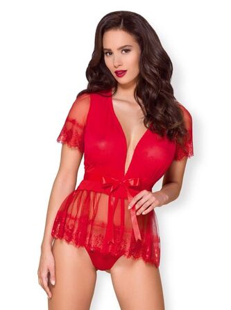 Пеньюар червоний стрінги Obsessive 870-PEI-3 S \ M