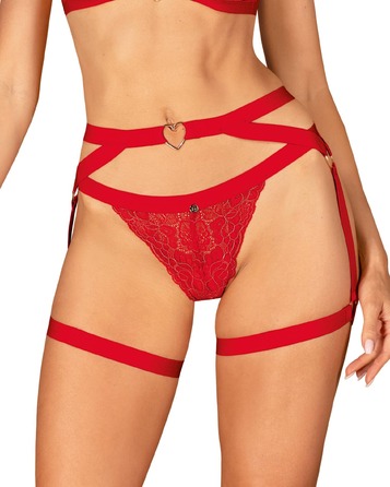 Портупея пояс Obsessive Elianes harness, червона, XS/S