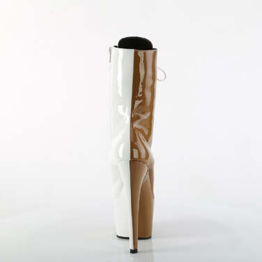 Ботинки Adore-1040TT, каблук 7 дюймов, высота PF 2 3/4 дюйма, двухцветные, со шнуровкой, молния сбоку, бежево-белые