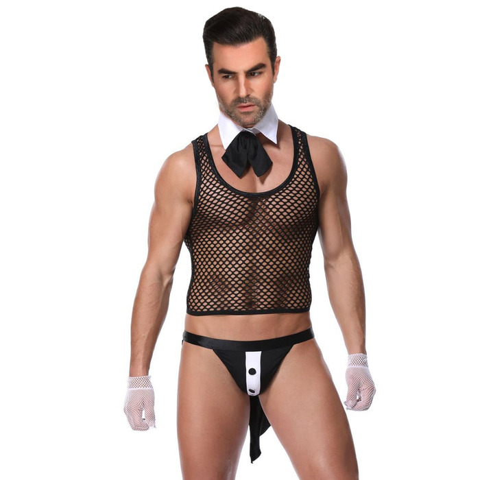 Черный мужской сексуальный комплект нижнего белья Star Night Valet, 4 предмета (без коробки )