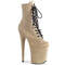 Чоботи Pleaser Flamingo-1020FS на підборах 8 дюймів, черевики до щиколотки зі шнурівкою 4 дюйми, блискавка збоку, бежеві