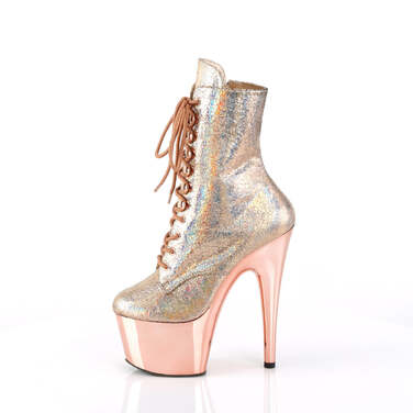 Ботинки Adore-1020HM *Каблук 7 дюймов, 2 3/4 дюйма, шнуровка спереди, боковая молния, розовое золото