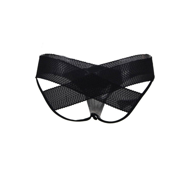 Трусики з декоративними переплетеннями Star Night та відкритим доступом, чорний, XS/S