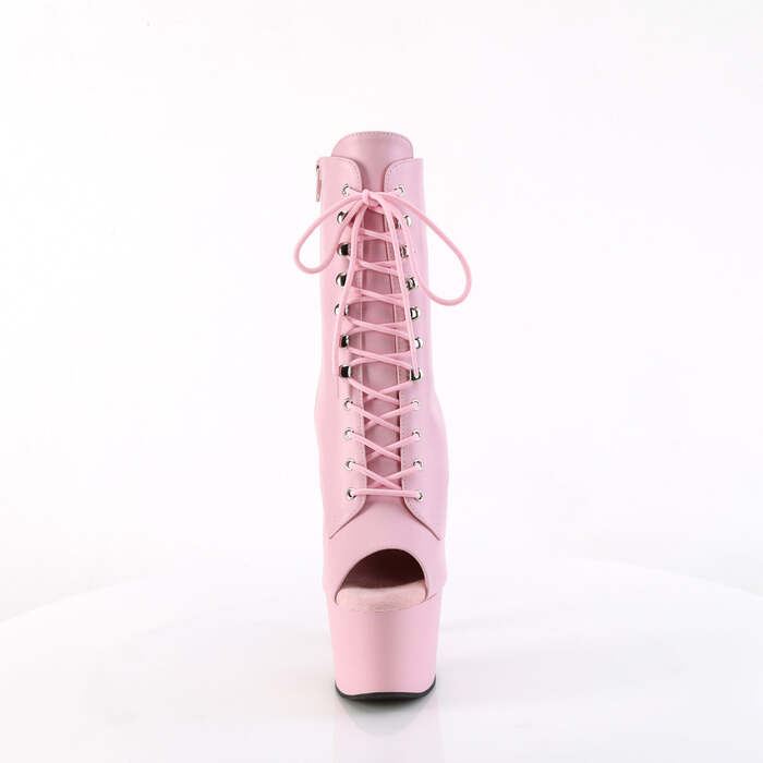Ботинки Adore-1021, каблук 7 дюймов, высота 2 3/4 дюйма, открытый носок, шнуровка, боковая молния, розовые