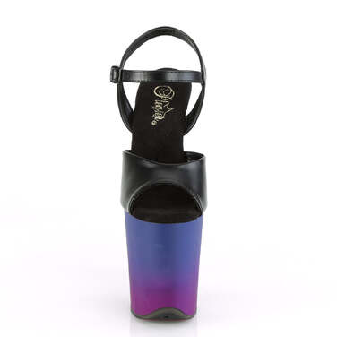 Босоніжки Flamingo-809BP *8 дюймів на підборах, 4 дюйми з ремінцем на щиколотці, чорні, з веганської шкіри/сині