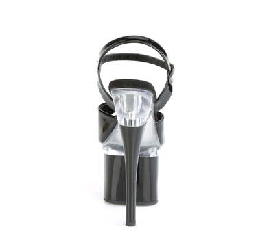 Босоніжки Esteem-709 на підборах 7 дюймів, босоніжки з ремінцем на щиколотці 3 дюйми, чорні/прозорі